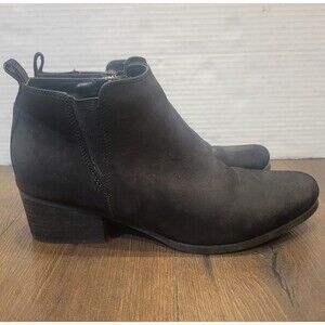 Blondo IDA Womens 9 Bootie Black Suede Waterproof  Side Zip Block Heel Boots